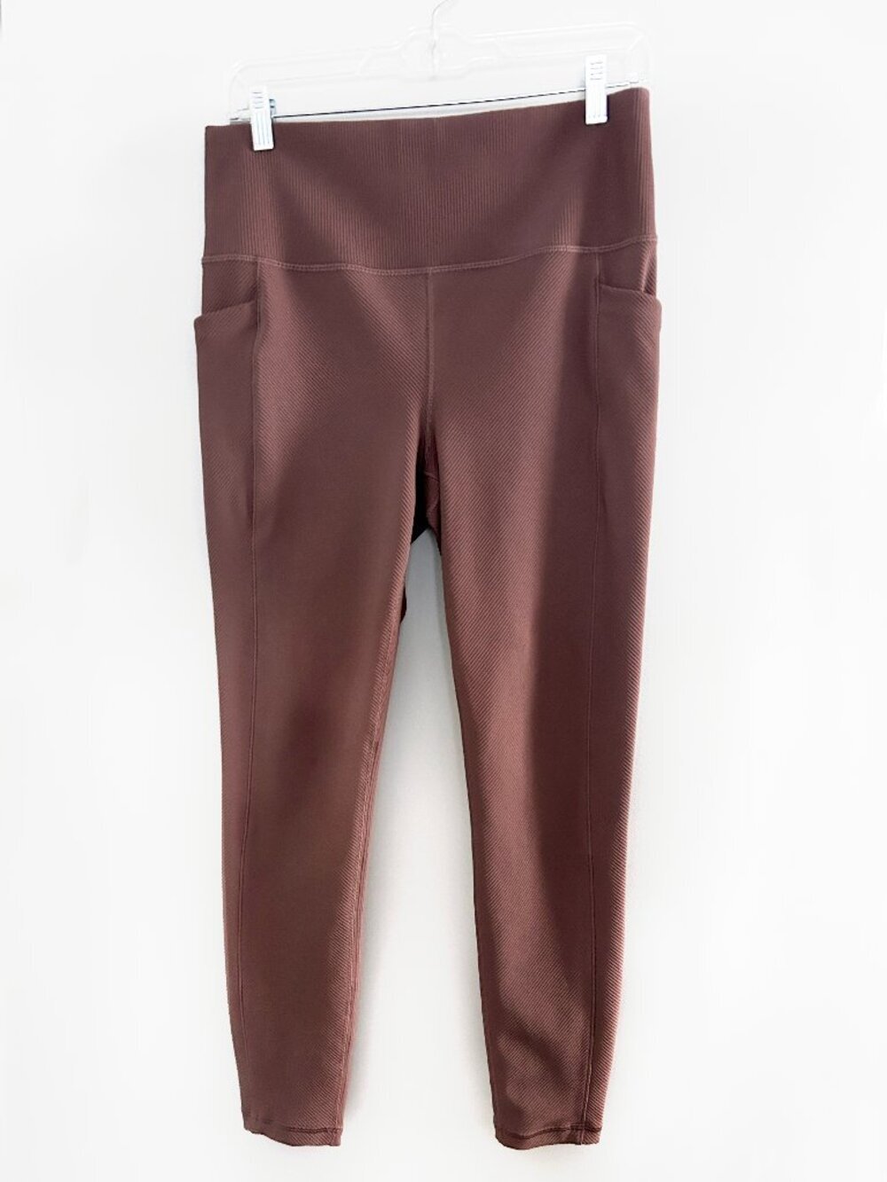Athleta Salutation Stash Rib Mix Leggings Women’s Large Smoky Rose Workout Yoga - Picture 2 of 9